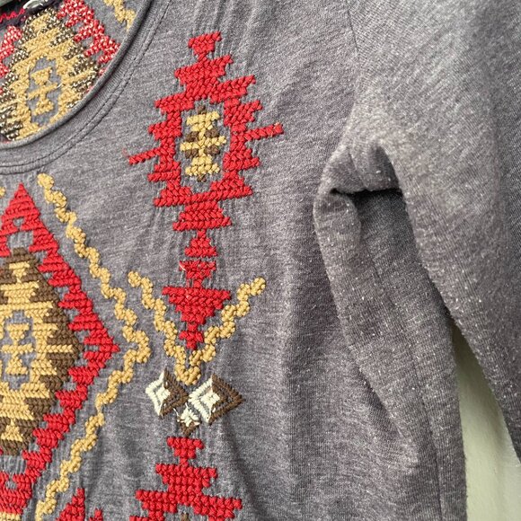 Johnny Was embroidered tunic top in purple Aztec - Picture 3 of 6